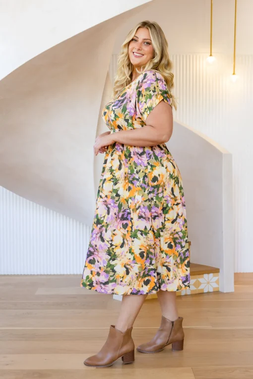 Millie Linen Blend Midi Dress in Mirage
