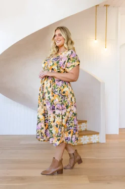Millie Linen Blend Midi Dress in Mirage