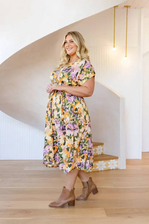 Millie Linen Blend Midi Dress in Mirage