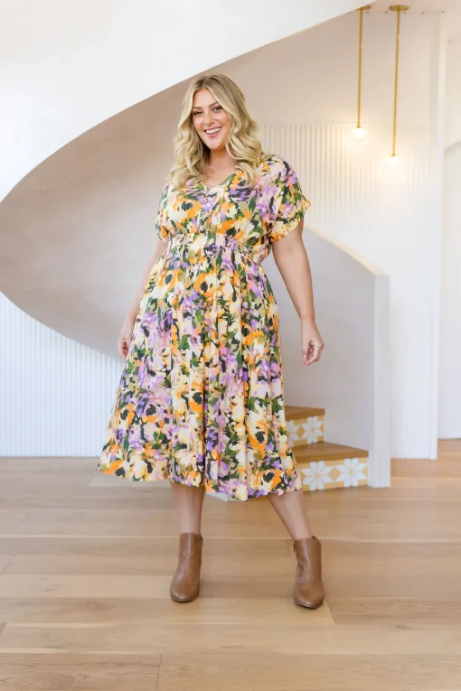 Millie Linen Blend Midi Dress in Mirage
