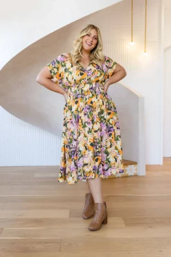 Millie Linen Blend Midi Dress in Mirage