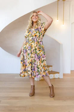 Millie Linen Blend Midi Dress in Mirage