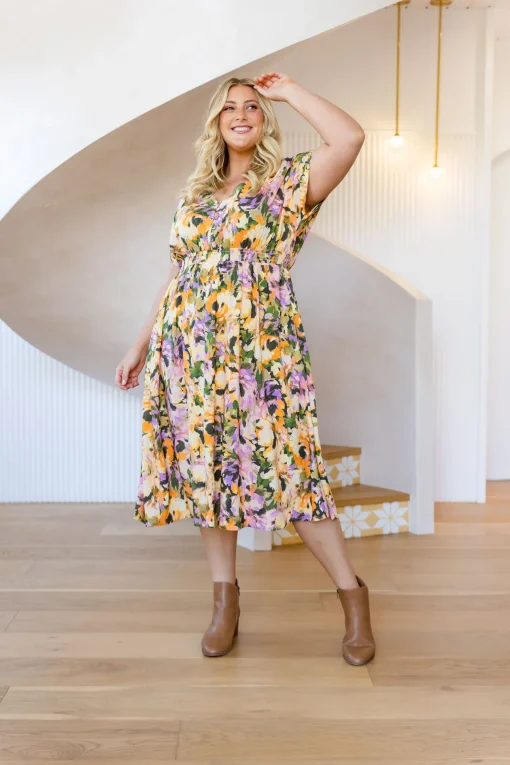 Millie Linen Blend Midi Dress in Mirage