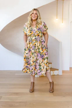 Millie Linen Blend Midi Dress in Mirage