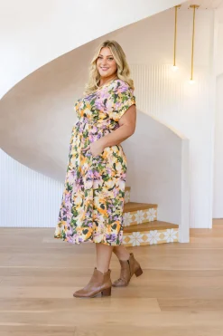 Millie Linen Blend Midi Dress in Mirage