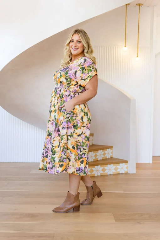 Millie Linen Blend Midi Dress in Mirage