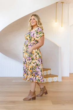 Millie Linen Blend Midi Dress in Mirage
