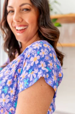 Millie Midi Dress in Lilac Daisies