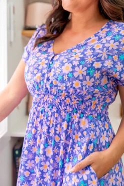 Millie Midi Dress in Lilac Daisies