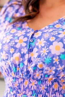 Millie Midi Dress in Lilac Daisies