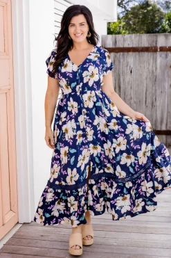 Milly Navy Floral Maxi Dress