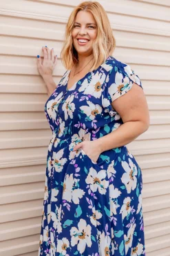 Milly Navy Floral Maxi Dress