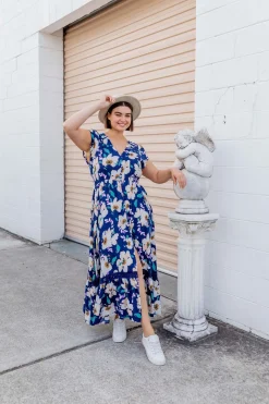 Milly Navy Floral Maxi Dress
