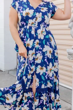 Milly Navy Floral Maxi Dress