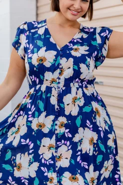 Milly Navy Floral Maxi Dress