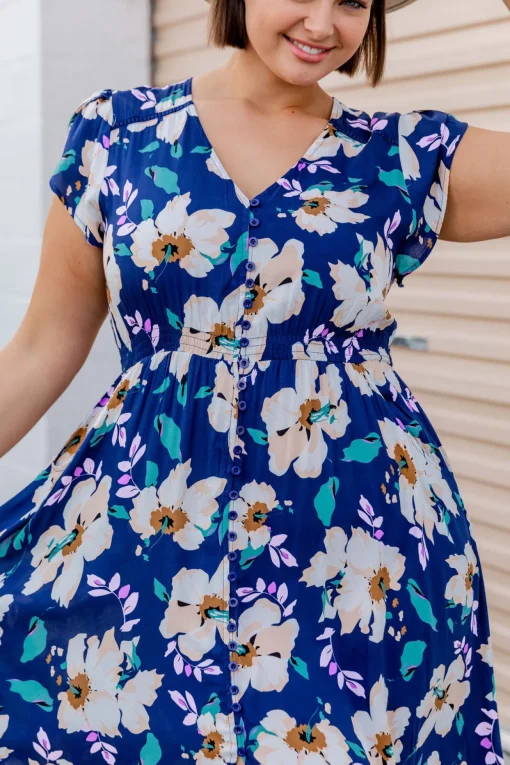 Milly Navy Floral Maxi Dress