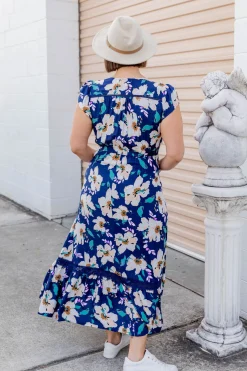 Milly Navy Floral Maxi Dress