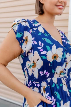Milly Navy Floral Maxi Dress