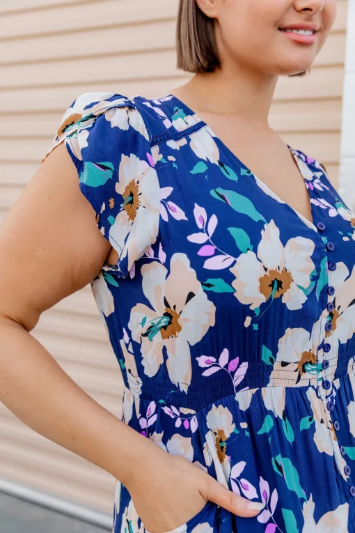 Milly Navy Floral Maxi Dress