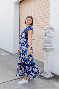 Milly Navy Floral Maxi Dress