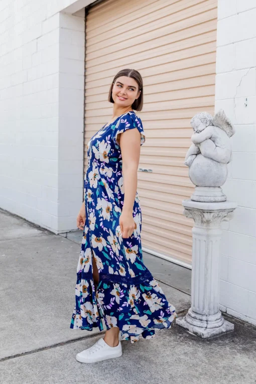 Milly Navy Floral Maxi Dress