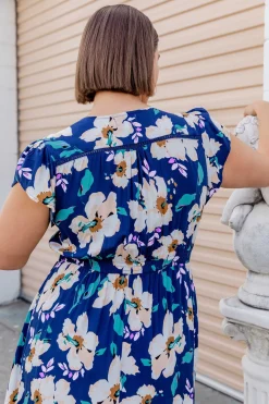 Milly Navy Floral Maxi Dress