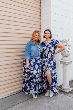 Milly Navy Floral Maxi Dress