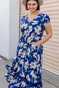 Milly Navy Floral Maxi Dress