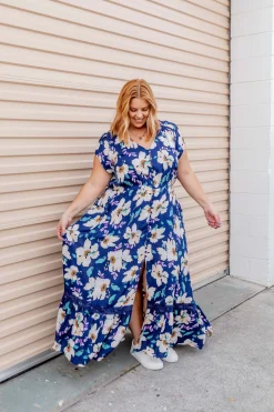 Milly Navy Floral Maxi Dress