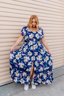 Milly Navy Floral Maxi Dress