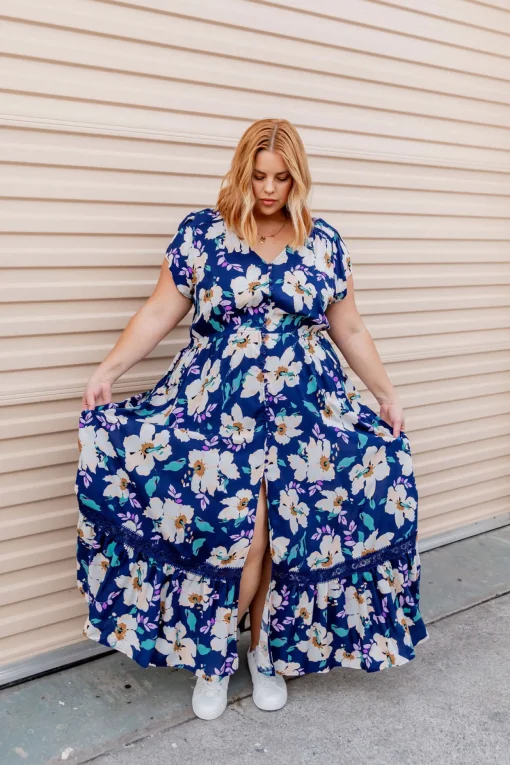 Milly Navy Floral Maxi Dress