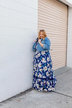 Milly Navy Floral Maxi Dress