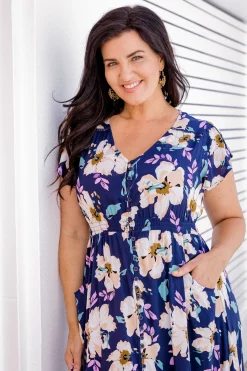 Milly Navy Floral Maxi Dress