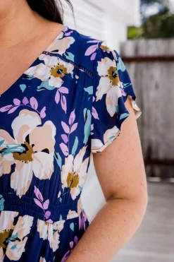 Milly Navy Floral Maxi Dress