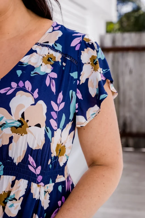 Milly Navy Floral Maxi Dress