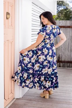 Milly Navy Floral Maxi Dress