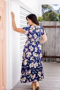 Milly Navy Floral Maxi Dress