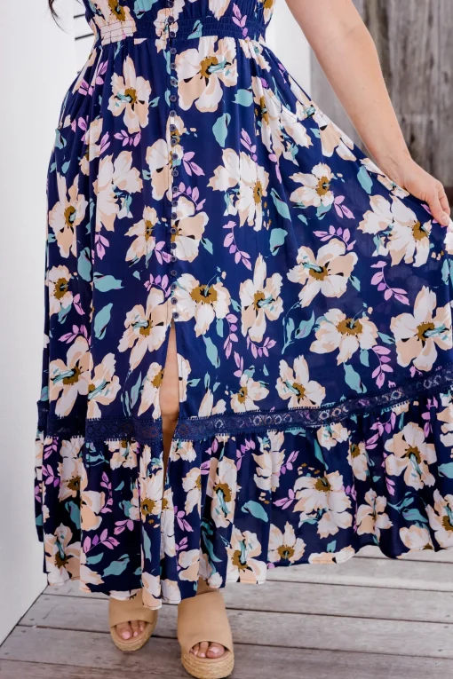 Milly Navy Floral Maxi Dress