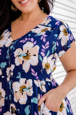 Milly Navy Floral Maxi Dress