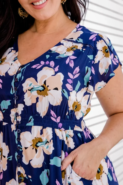 Milly Navy Floral Maxi Dress