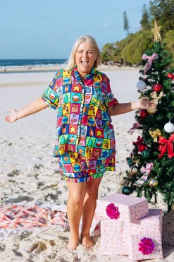 Mistletoe Shirt & Shorts Pyjama Set in Christmas Checkers by Kasey Rainbow