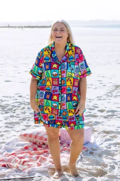 Mistletoe Shirt & Shorts Pyjama Set in Christmas Checkers by Kasey Rainbow