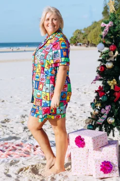 Mistletoe Shirt & Shorts Pyjama Set in Christmas Checkers by Kasey Rainbow