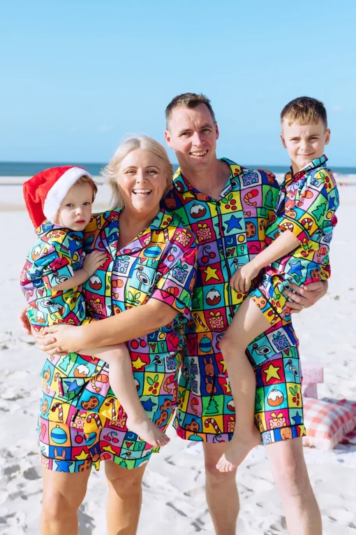 Mistletoe Shirt & Shorts Pyjama Set in Christmas Checkers by Kasey Rainbow