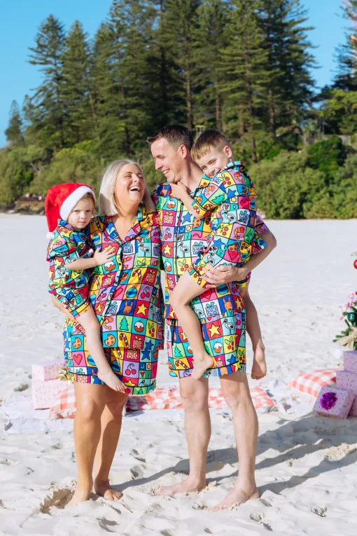 Mistletoe Shirt & Shorts Pyjama Set in Christmas Checkers by Kasey Rainbow