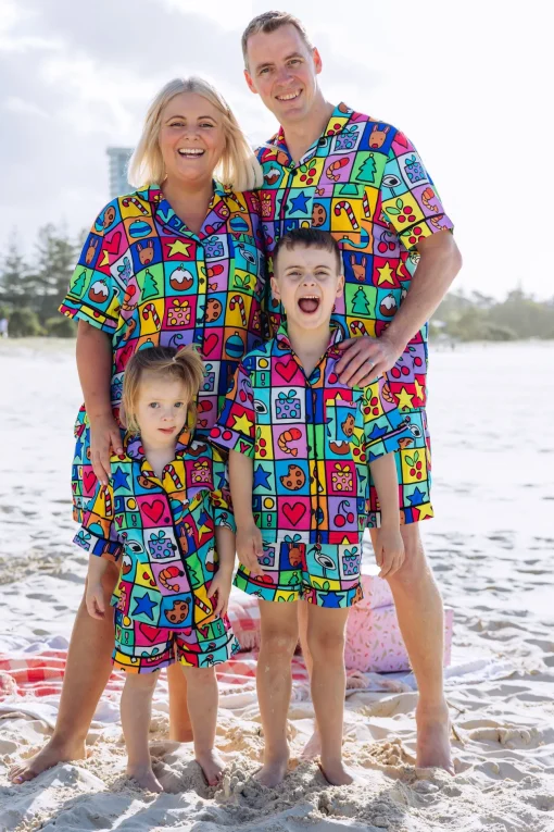 Mistletoe Shirt & Shorts Pyjama Set in Christmas Checkers by Kasey Rainbow