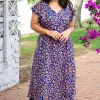 Naomi Maxi Dress in Purple Leopard