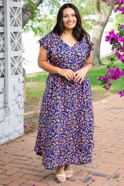 Naomi Maxi Dress in Purple Leopard