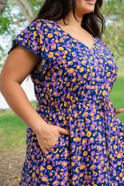 Naomi Maxi Dress in Purple Leopard