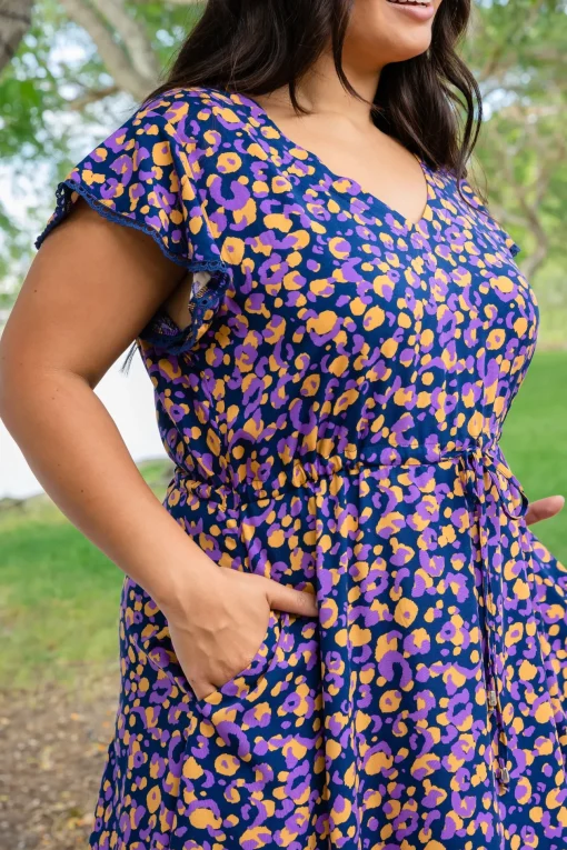 Naomi Maxi Dress in Purple Leopard